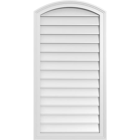 Arch Top Surface Mount PVC Gable Vent: Functional, W/ 2W X 1-1/2P Brickmould Frame, 22W X 42H